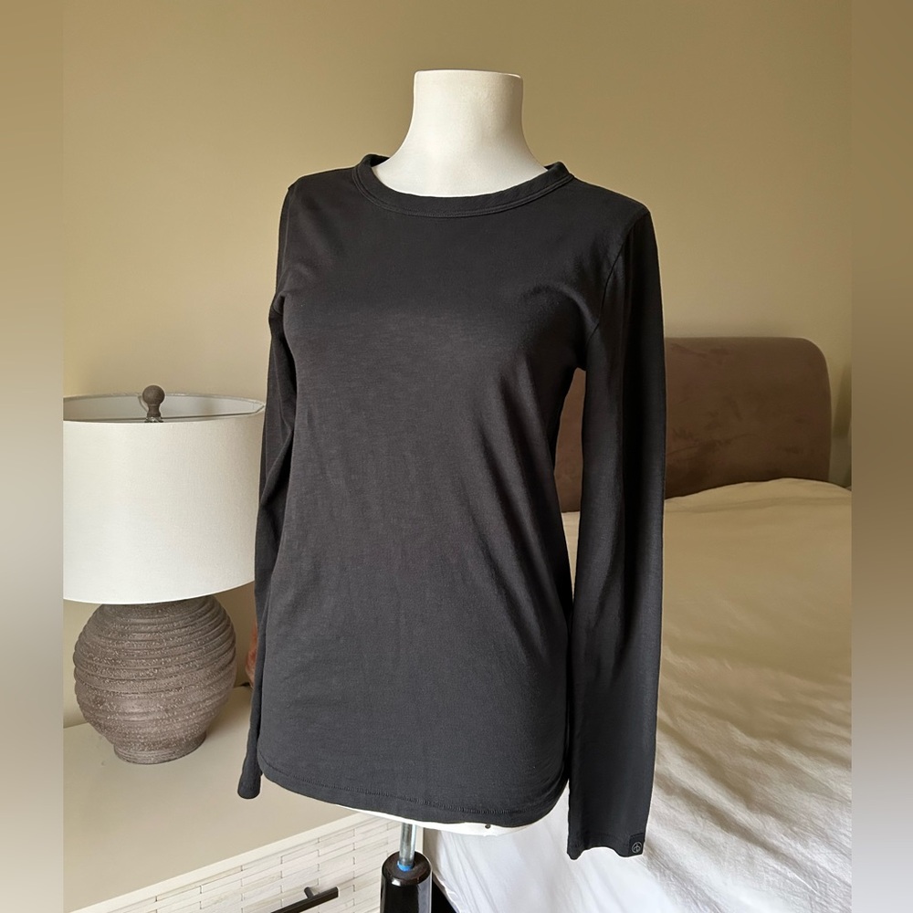 Women's Rag & Bone The Slub Long Sleeve T-Shirt in Black Size Small